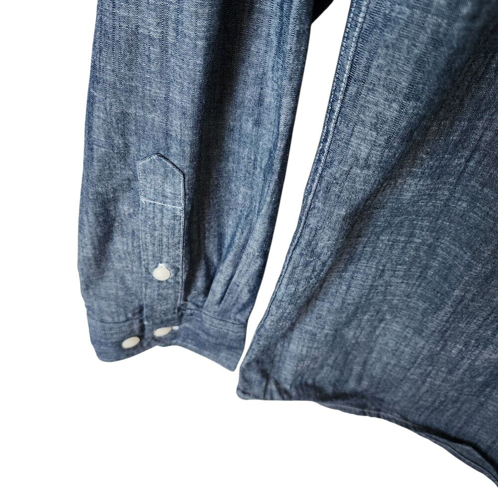 Dubinik XL Customized Version Denim Chambray Shirt Blue Long Sleeve Cotton Panda - Picture 10 of 16